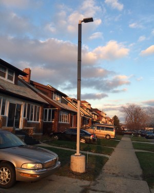 A solar light installed by Soulardarity in Highland Park, Michigan.